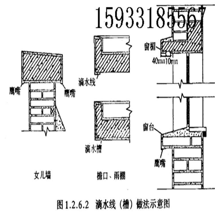 鹰嘴滴水线pvc滴水网安装示意图